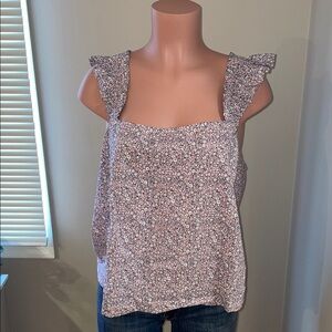 J. Crew Smocked Ruffled Shoulder Tank Top
